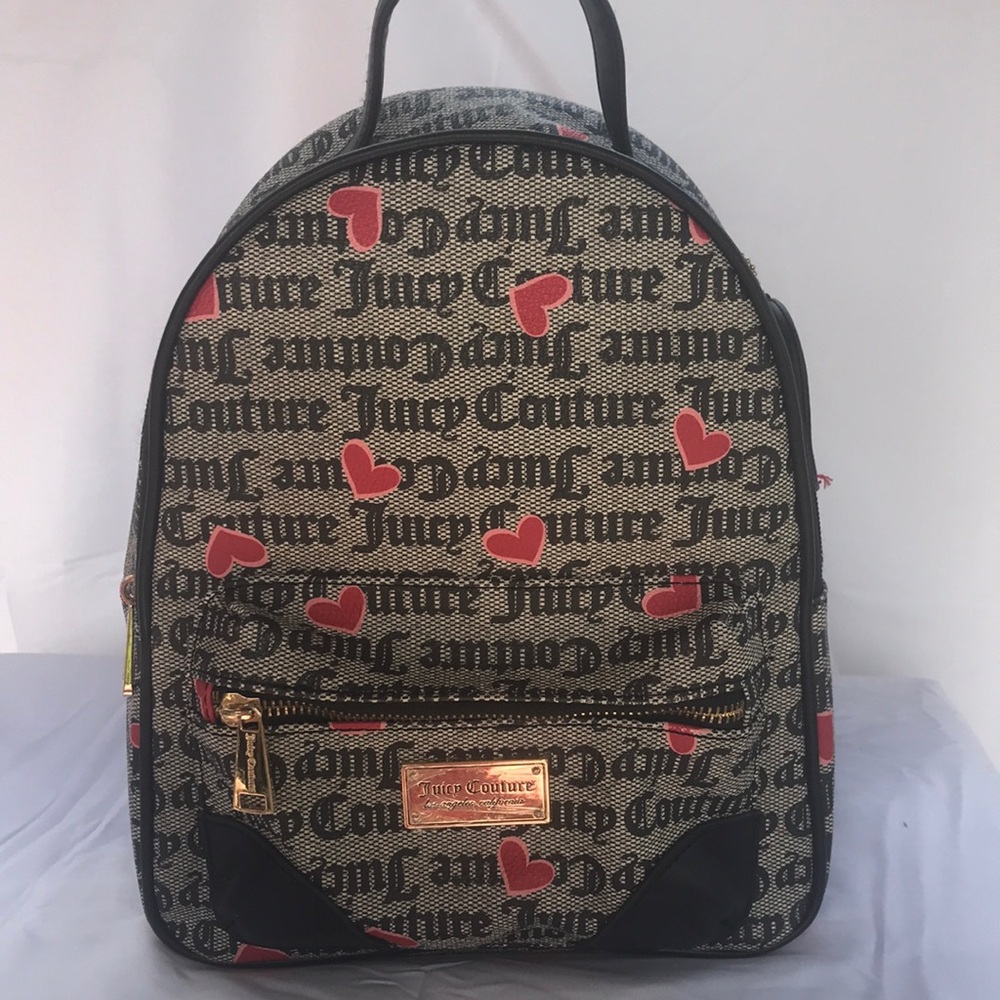 Juicy Couture Heart Print Logo Backpack - Red/Black
